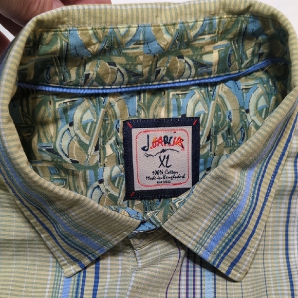 J. Garcia Men's Casual Shirt - Green and Blue Stripes - Picture 5 of 10